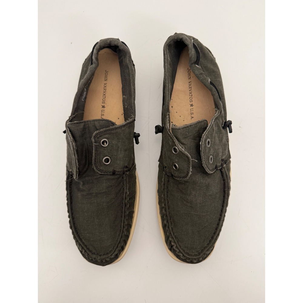 John Varvatos USA Schooner Boat Shoes Canvas Charcoal Casual Grey Mens 11.5